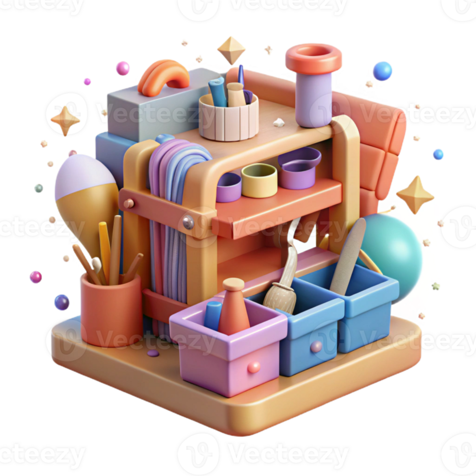 elegant abstract Community Tool Library with Shared Equipment Isolated original png