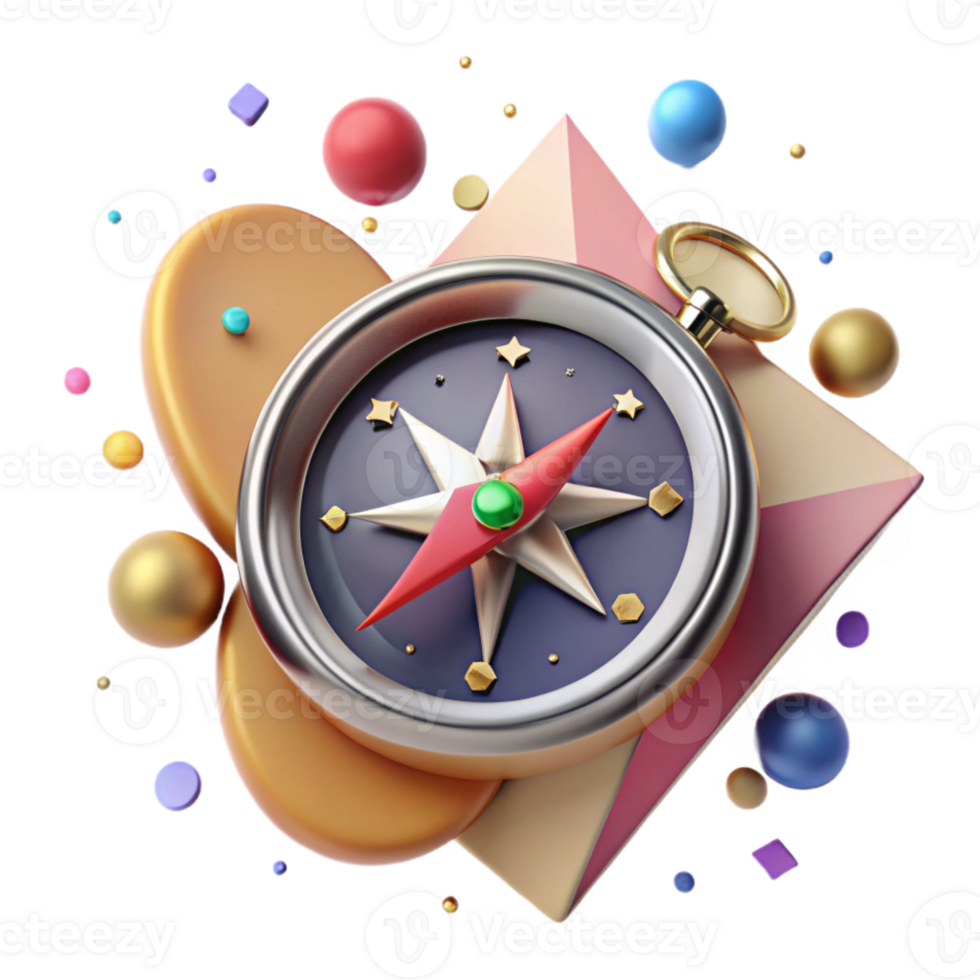 stunning rustic Compass Pointing North with Transparent Background and Shadow professional png