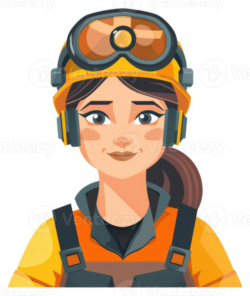 A smiling woman in a protective work outfit. png
