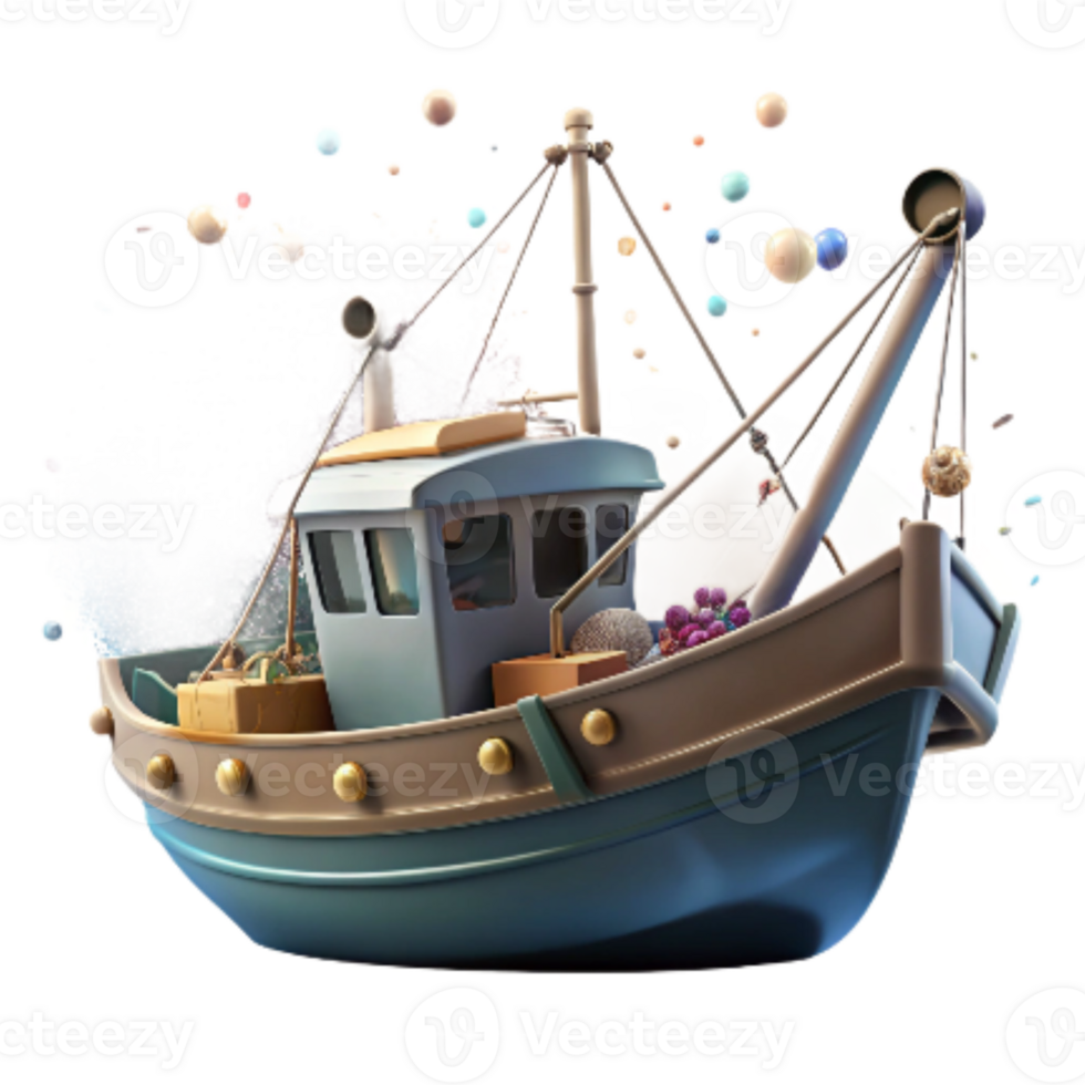 impressive creative Commercial Fishing Boat Silhouette Isolated detailed png