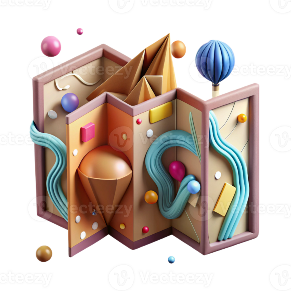 impressive modern Folded City Map Pocket Sized Cutout Element premium png