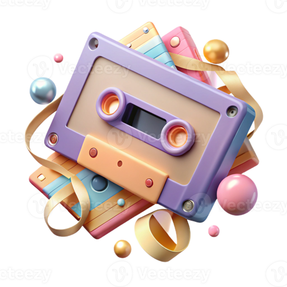 serene rustic Cassette Tape Retro Design Isolated Cutout premium png