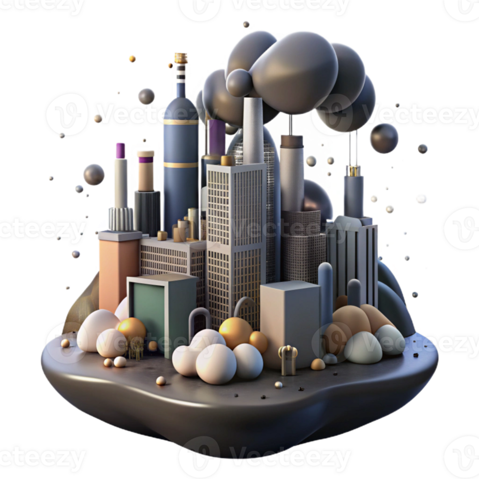 wonderful traditional Air Pollution Cityscape Dark Style Transparent Background premium png