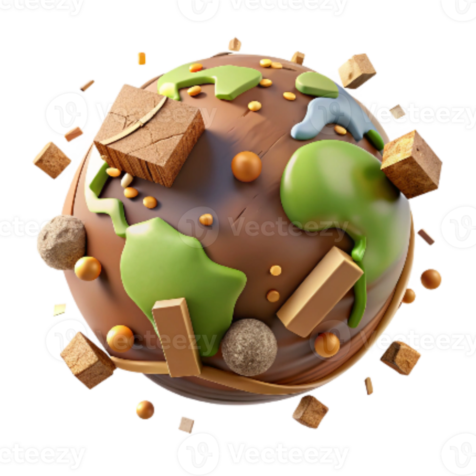 elegant artistic Deforestation Impact Aerial View Isolated Brown Earth Tones professional png