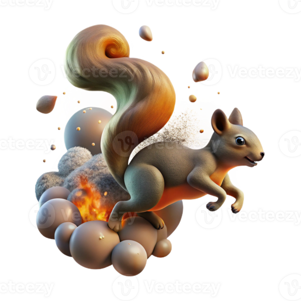 magnificent abstract Fleeing Squirrel Wildfire Smoke Cutout high quality png