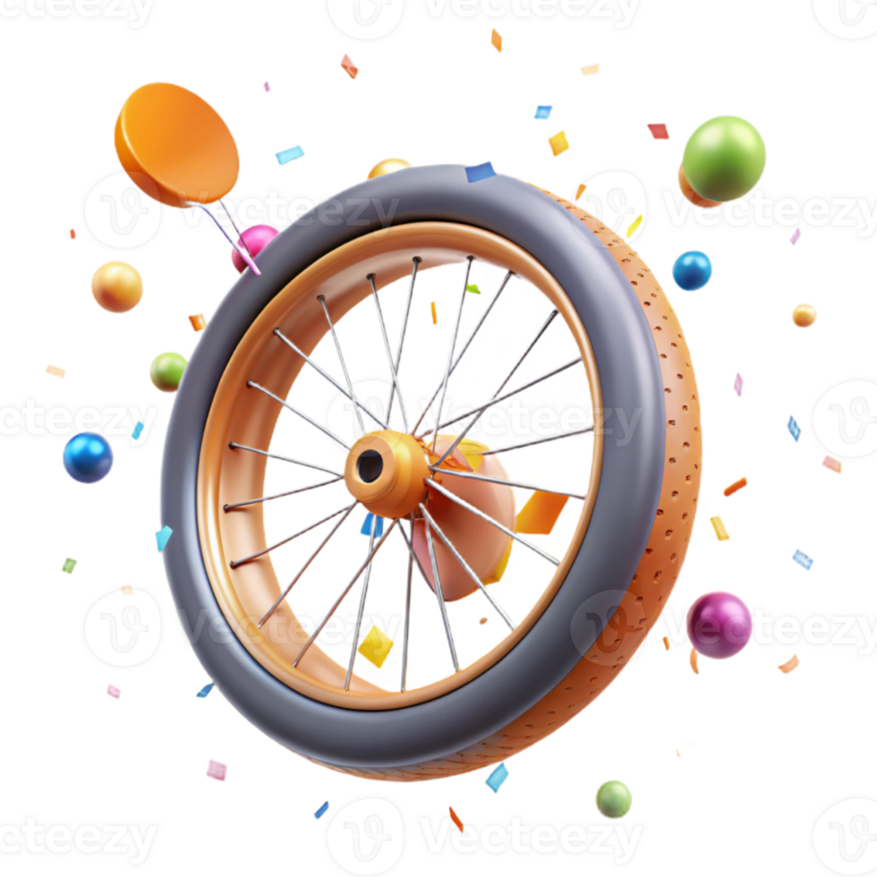 magnificent artistic Bicycle Wheel Spinning Fast Transparent Background authentic png