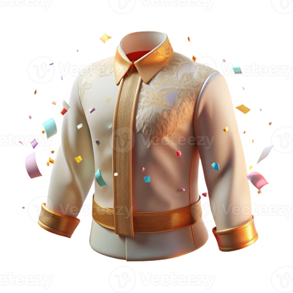 serene vintage Filipino Barong Tagalog with Sheer Sleeves Transparent Background high resolution png