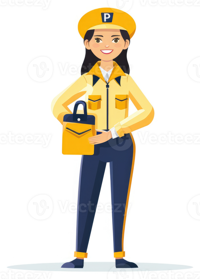 A friendly parking attendant in a yellow uniform. png