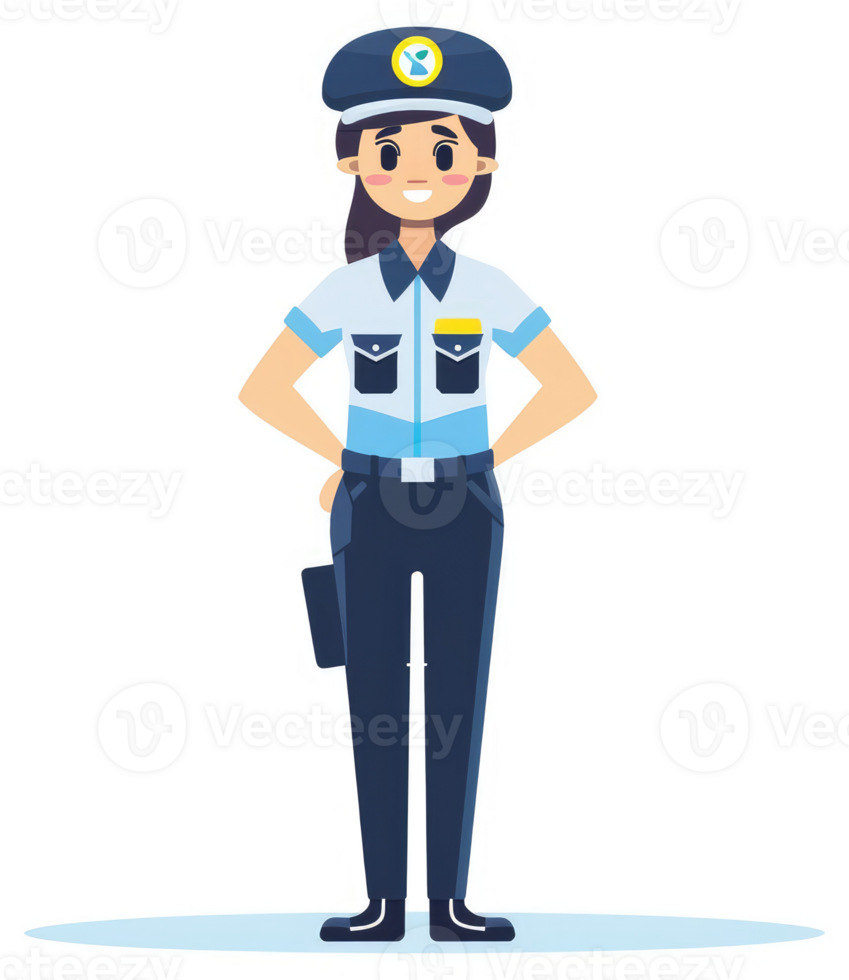 A female security guard in a uniform. png