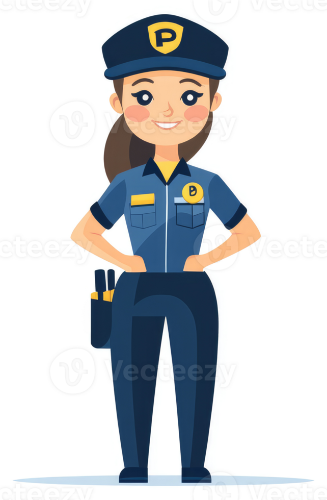 A smiling female parking attendant in uniform. png