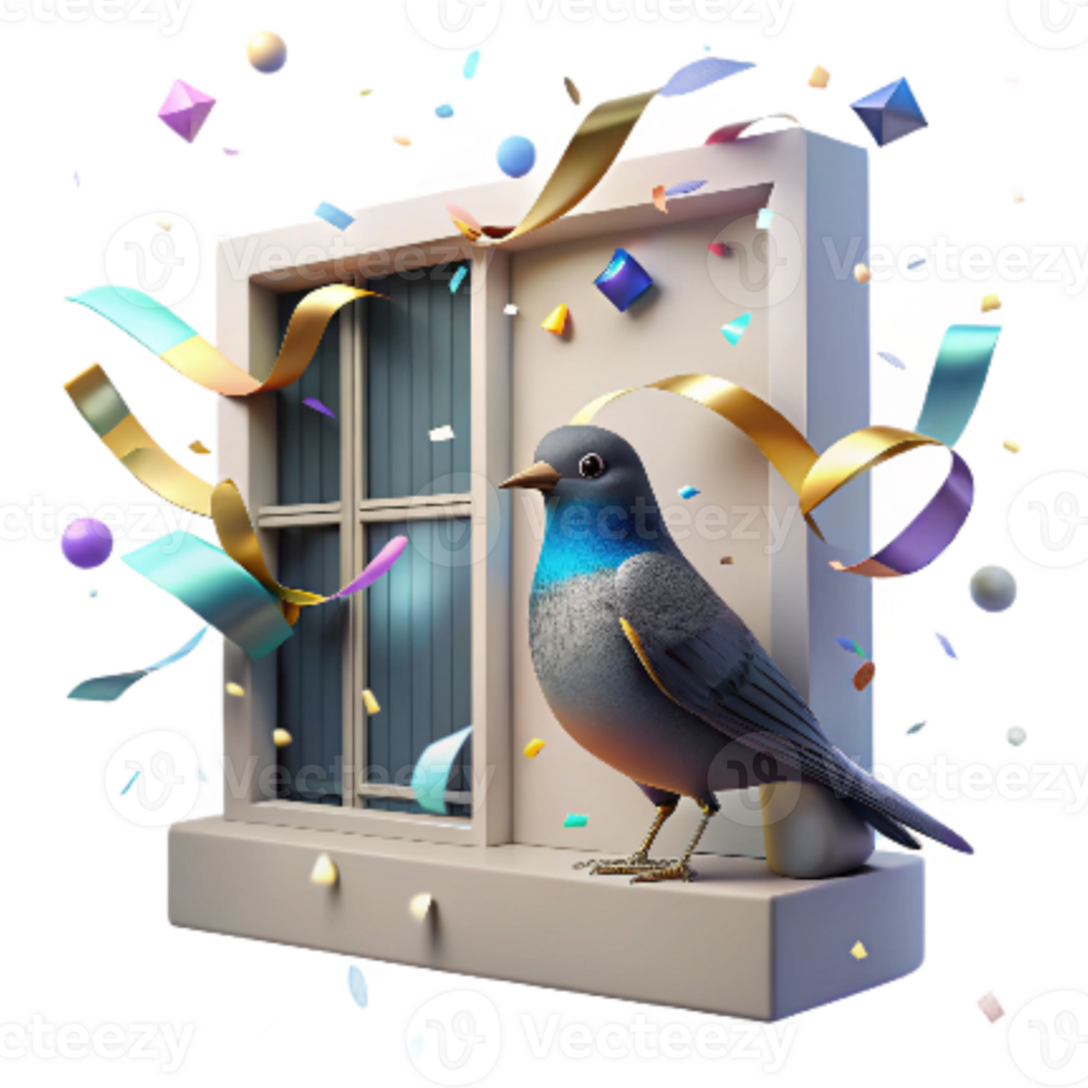 impressive artistic Bird Perched Building Window Transparent Background premium png