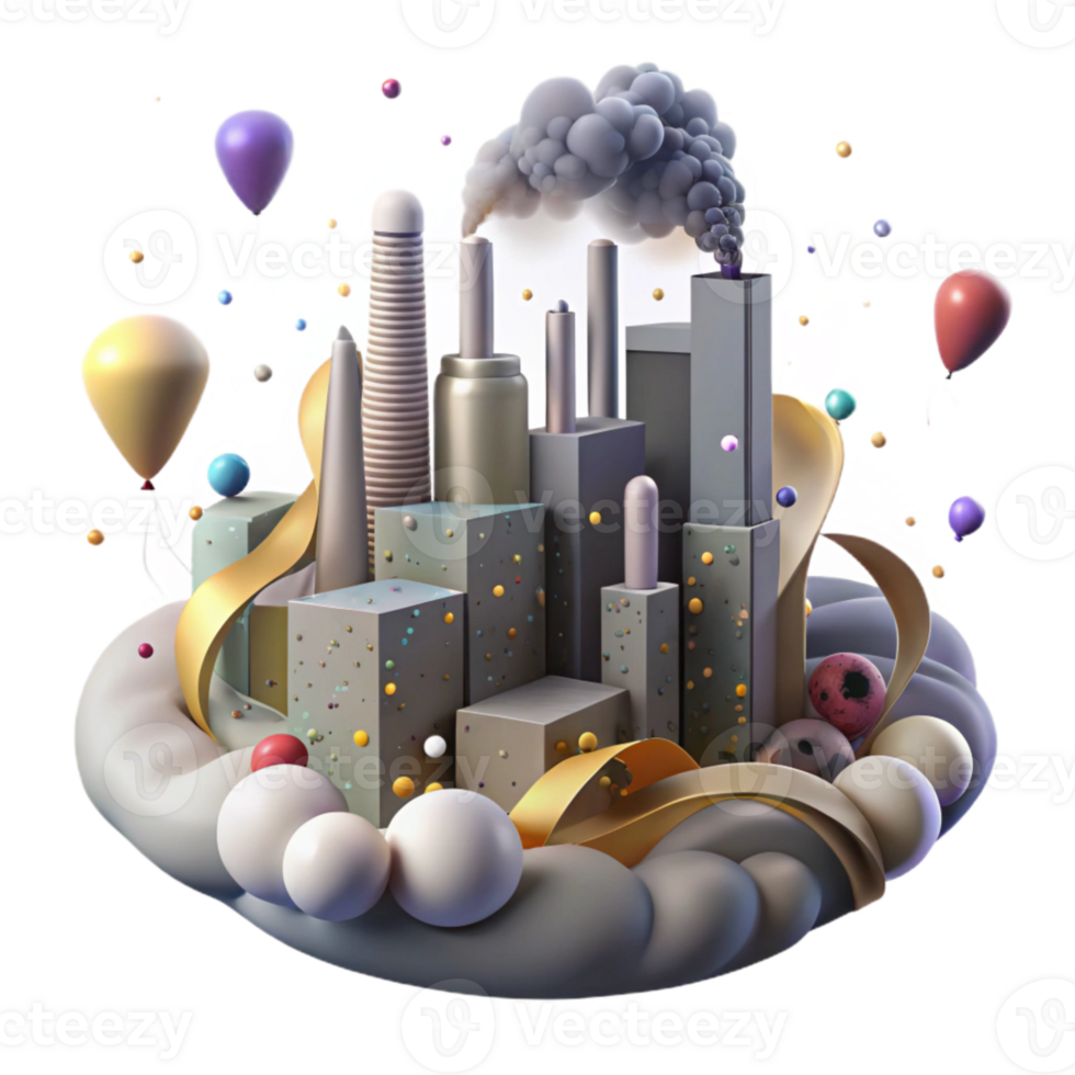 serene artistic Air Pollution Over City Skyline Isolated Element genuine png