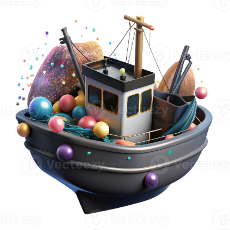 dramatic artistic Fishing Boat Silhouette Black Isolated Cutout professional png