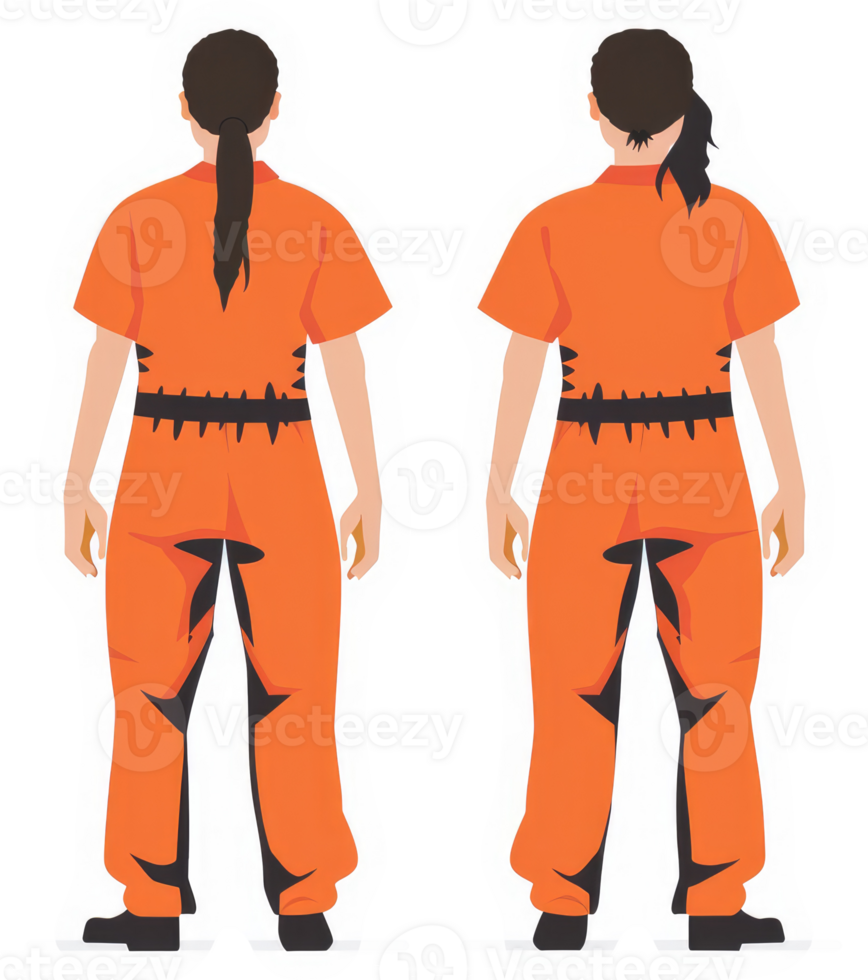 Two stylized figures in orange prison uniforms. png