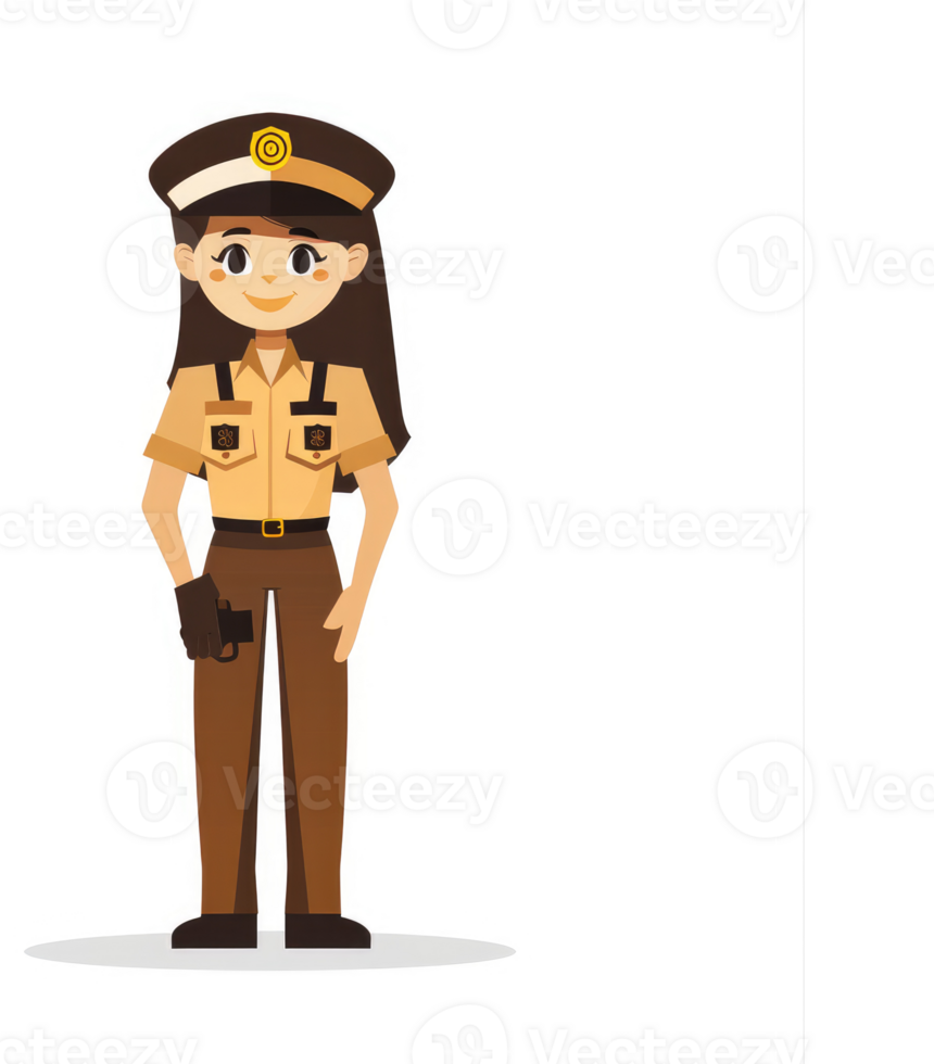 A cartoon illustration of a female uniformed officer. png