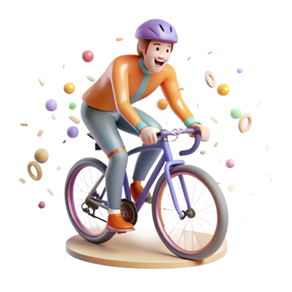 serene creative Bicycle Rider Front View Active Lifestyle Isolated premium png