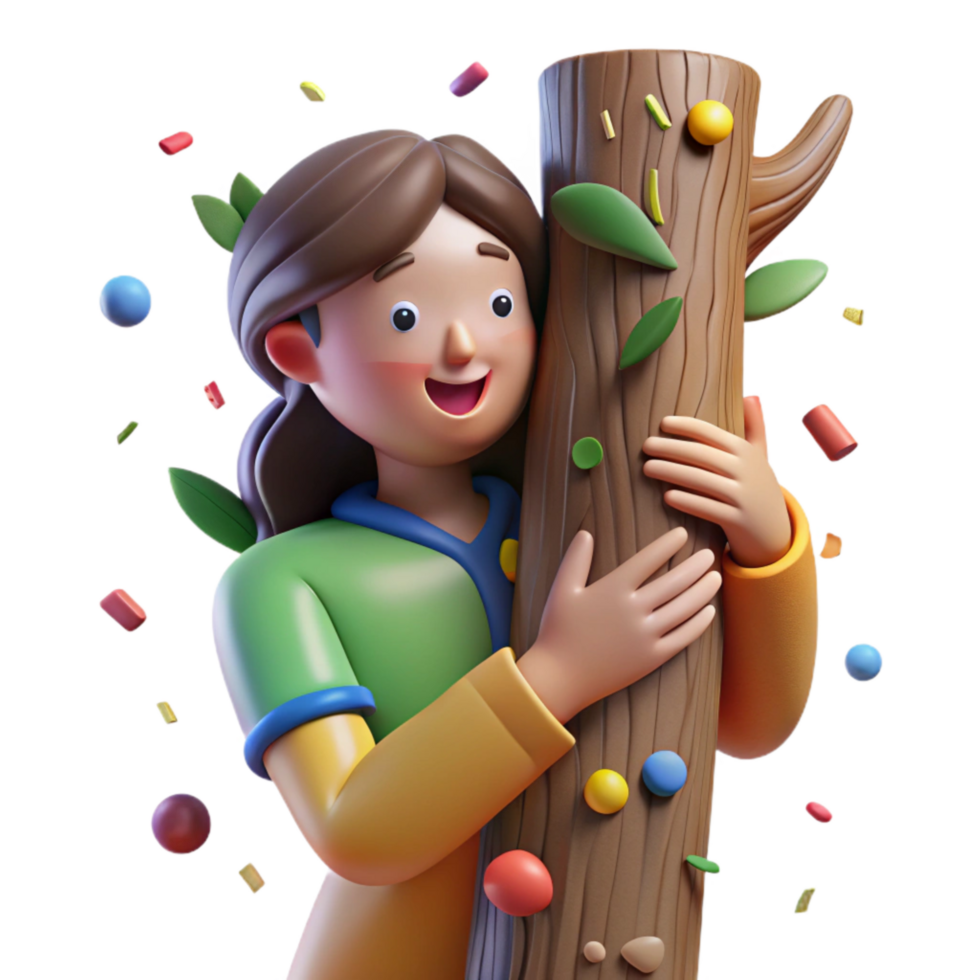 stunning traditional Girl Hugging Tree Trunk Cutout genuine png