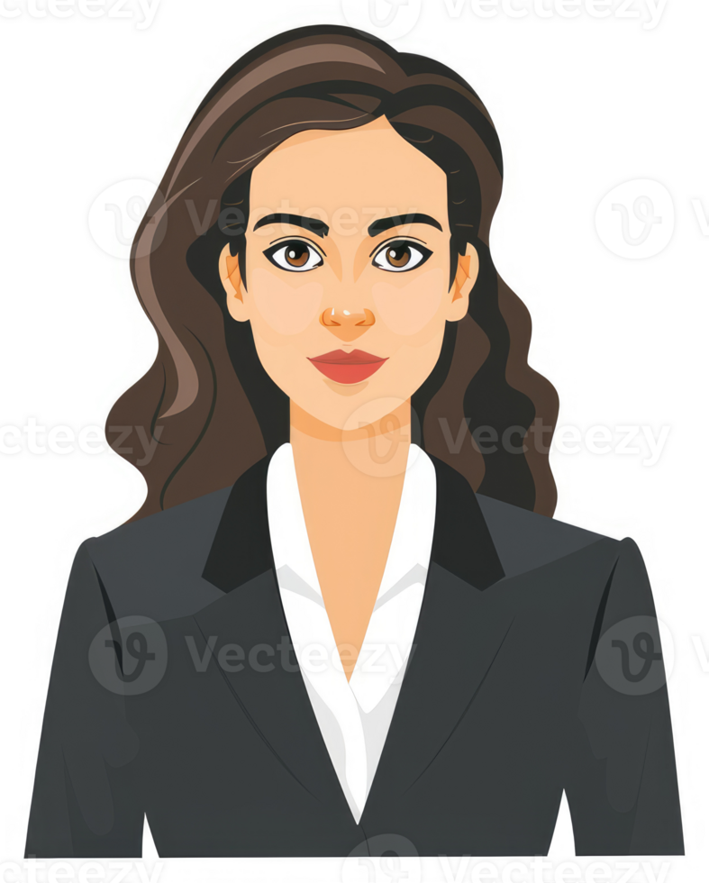 A professional woman in a business suit, displaying a composed demeanor. png