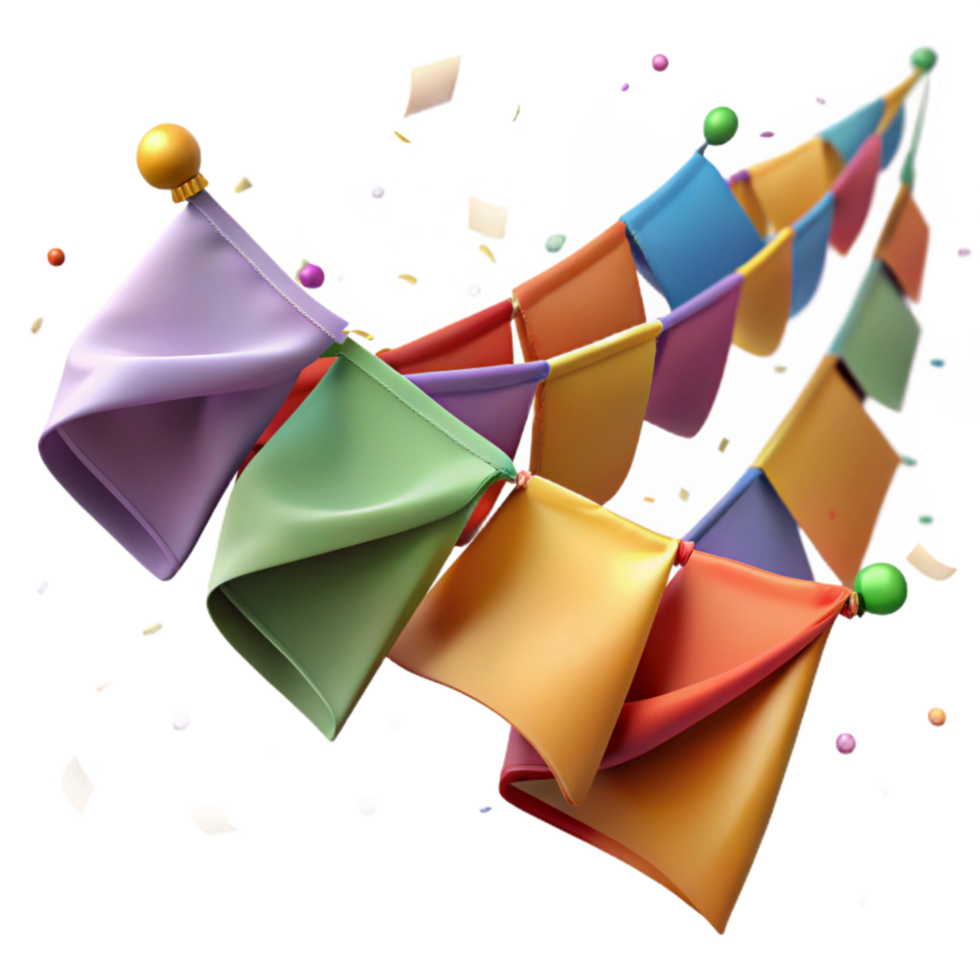 impressive modern Colorful Prayer Flags Waving Gently Transparent Background genuine png