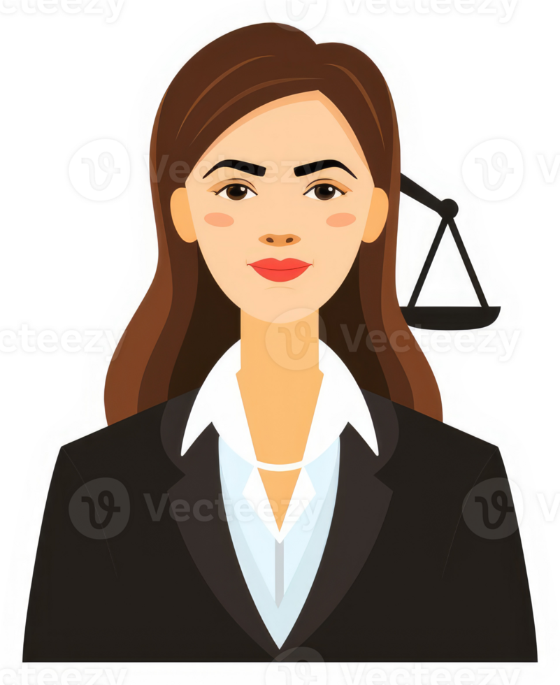 A professional female lawyer in business attire. png