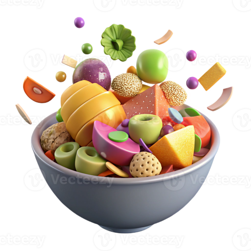 beautiful rustic Colorful Fruit Salad in a Bowl Isolated authentic png