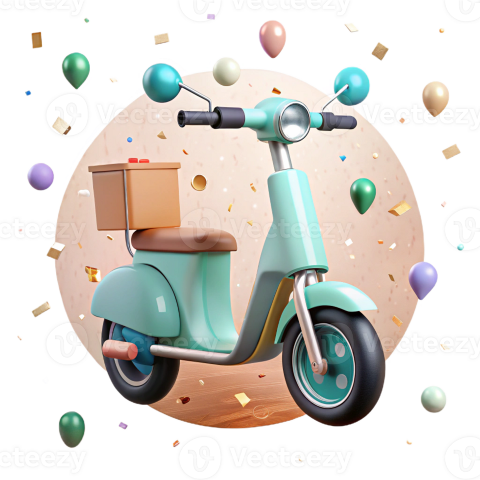 elegant vintage Electric Scooter Front View Isolated Element high resolution png