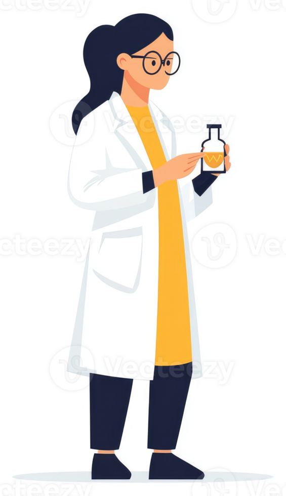A female scientist examines a laboratory sample. png