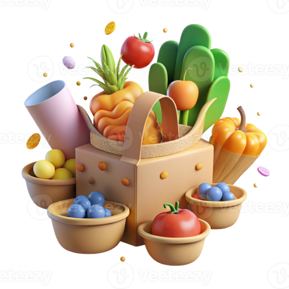 extraordinary creative Community Sharing Fresh Produce Isolated Cutout premium png