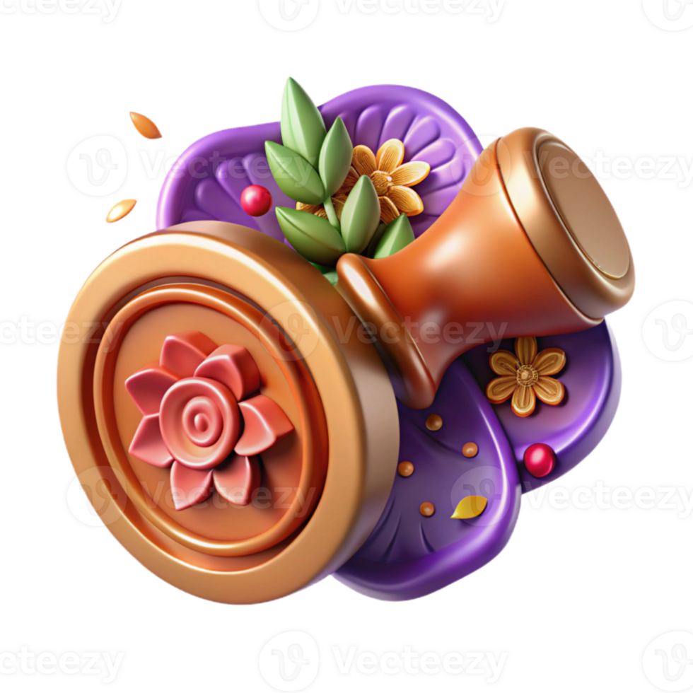 magnificent minimalist Embossing Stamp with Floral Design Transparent Background high quality png