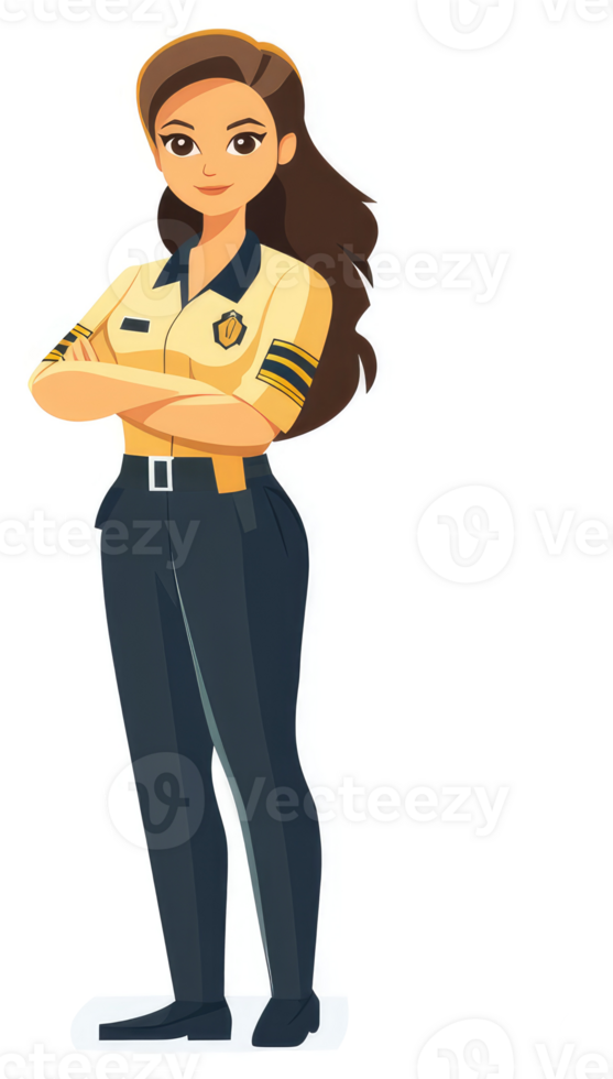 A confident female figure in a professional uniform. png