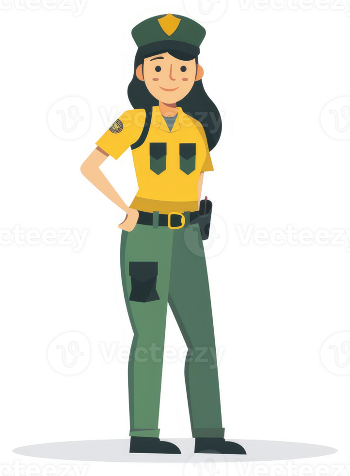 A female park ranger in uniform, ready to protect nature. png