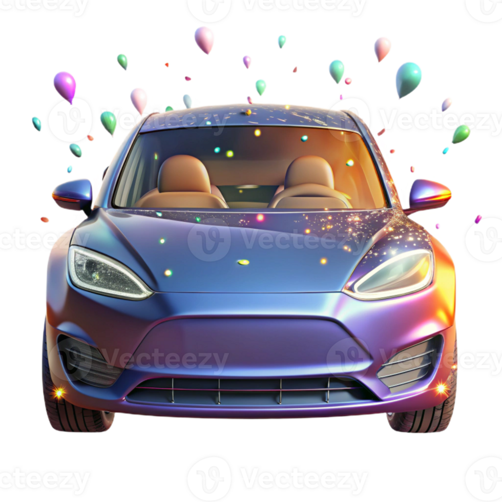 stunning modern Electric Car Front View Isolated with Metallic Sheen high quality png