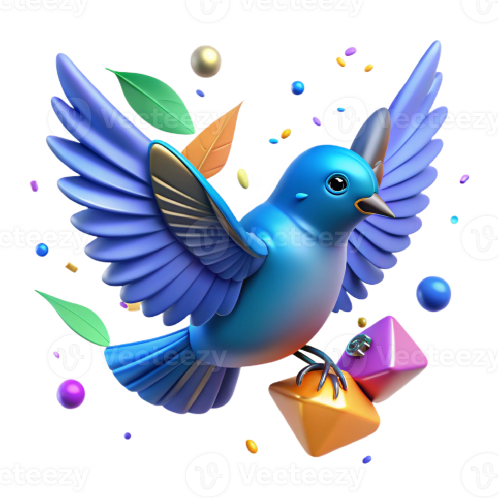 elegant contemporary Blue Bird Transparent Background with Wingspan genuine png