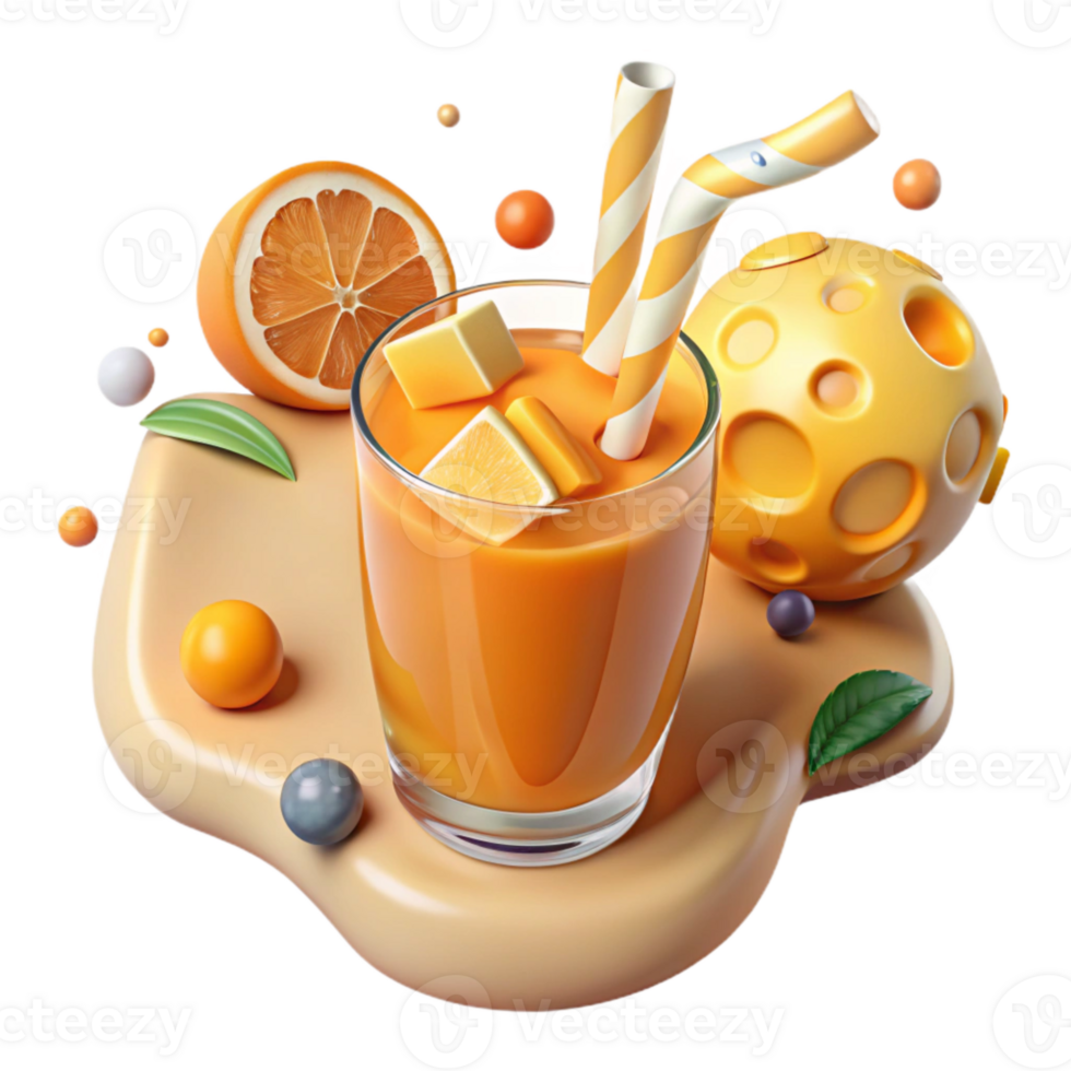 wonderful modern Freshly Squeezed Orange Juice in Glass Isolated professional png