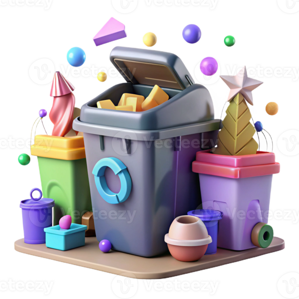magnificent vintage Community Recycling Center with Bins Isolated png