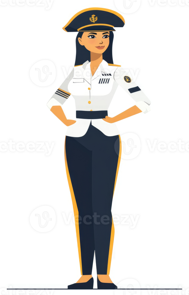 A woman in formal military attire stands at attention. png