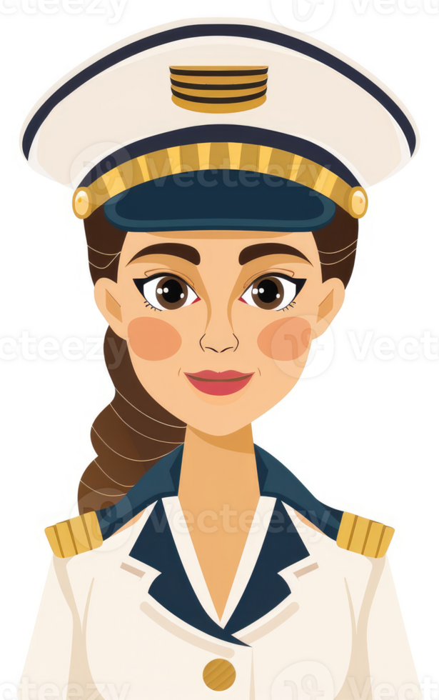 A smiling female officer in a naval uniform. png