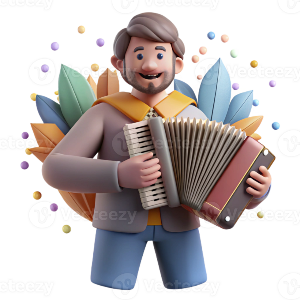 stunning creative Accordion Player Front View Isolated Cutout authentic png