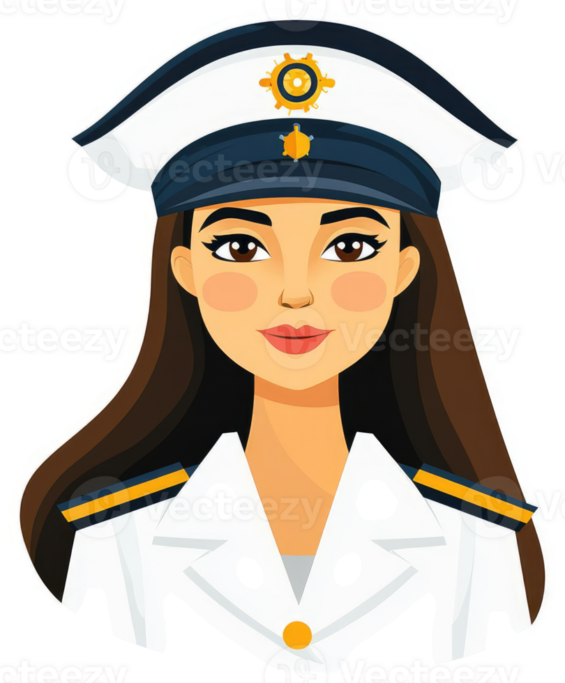 A female naval officer in a uniform, a captivating illustration. png