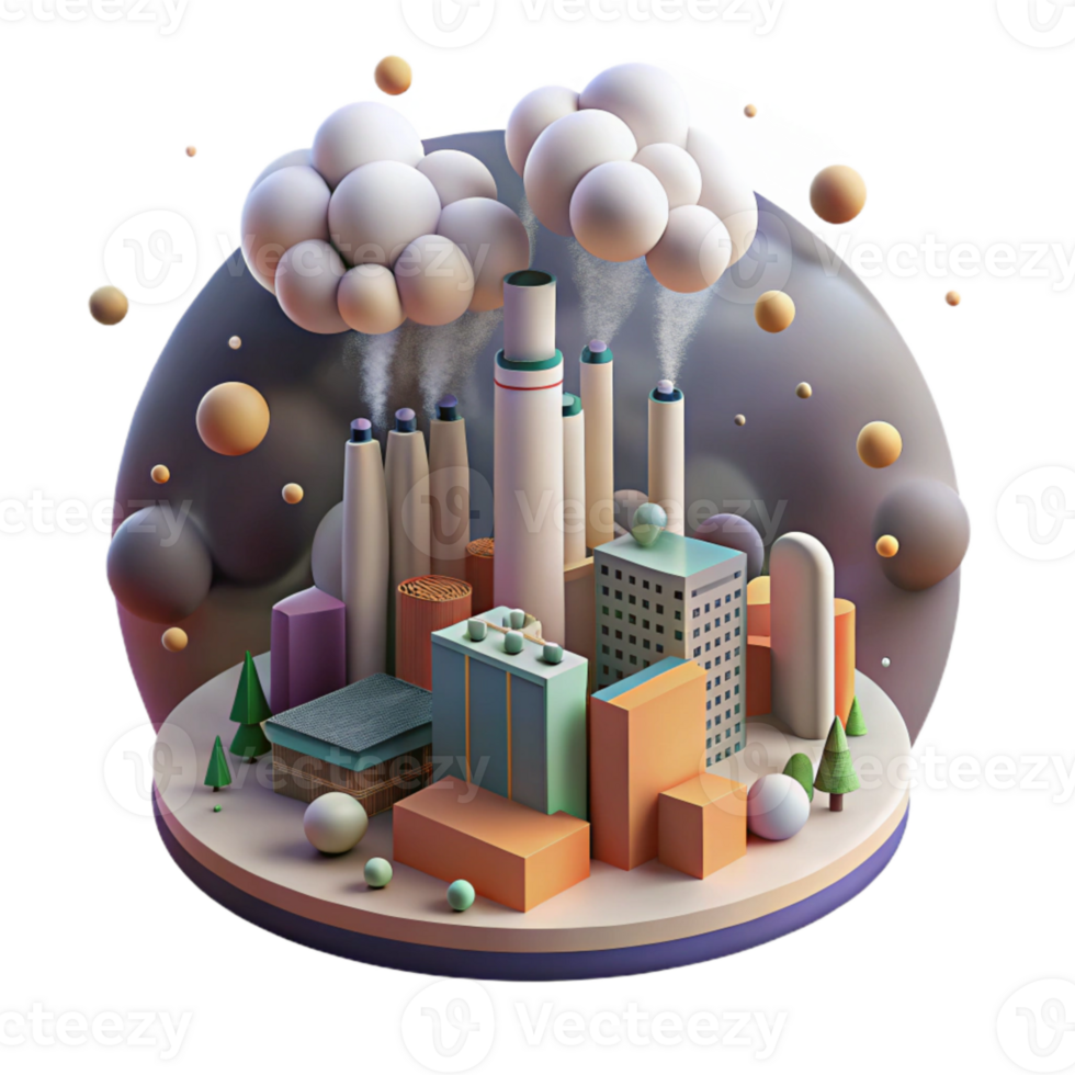 vibrant vintage Air Pollution City Smog Isolated with Hazy Overlay detailed png