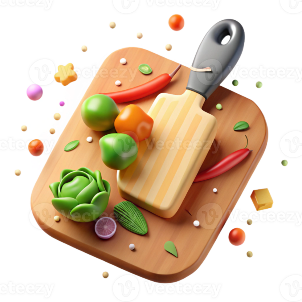 dramatic creative Cutting Board with Vegetables Isolated Chopped detailed png