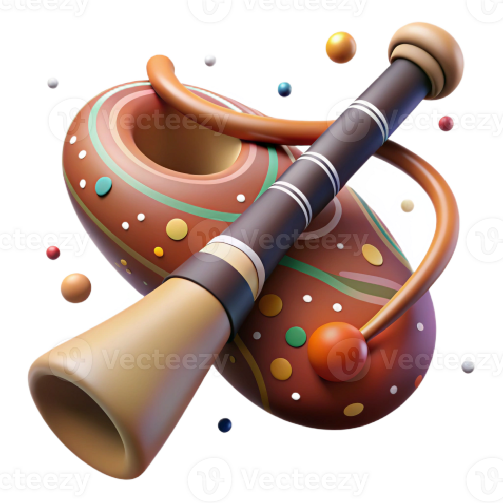 vibrant creative Didgeridoo Player Aboriginal Art Inspired Isolated Element detailed png