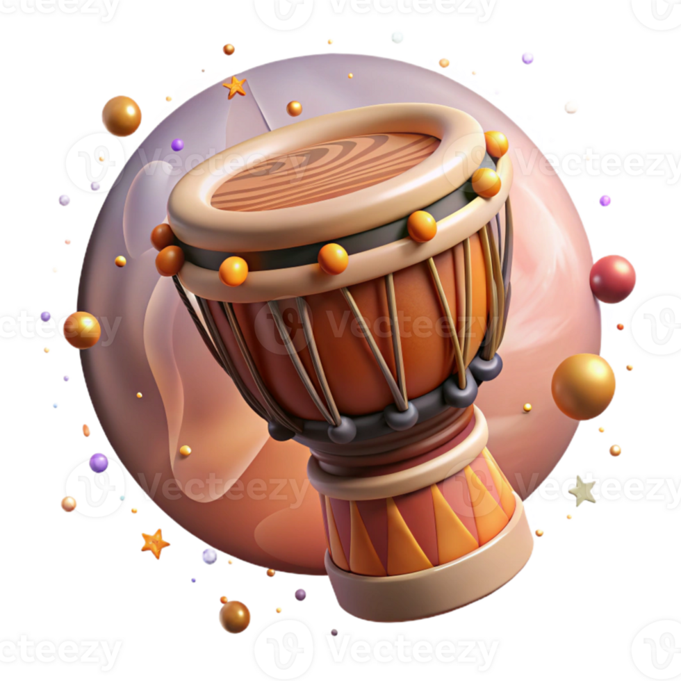 dramatic classic African Talking Drum with Carved Decoration Cutout exclusive png