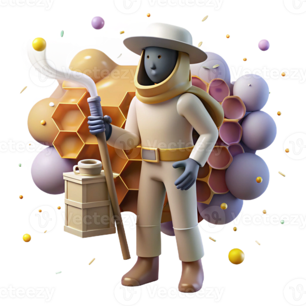 serene rustic Beekeeper with Smoker Silhouette Isolated high resolution png