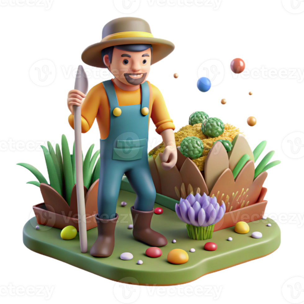 beautiful classic Farmer Harvesting Crop Near Wildlife Area Isolated high resolution png