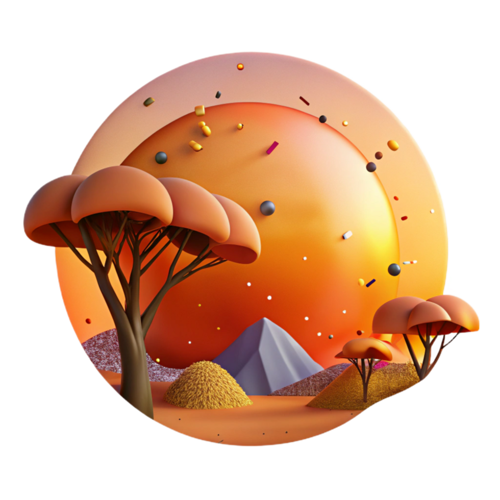 extraordinary creative African Savannah Sunset Isolated Orange Sky high quality png