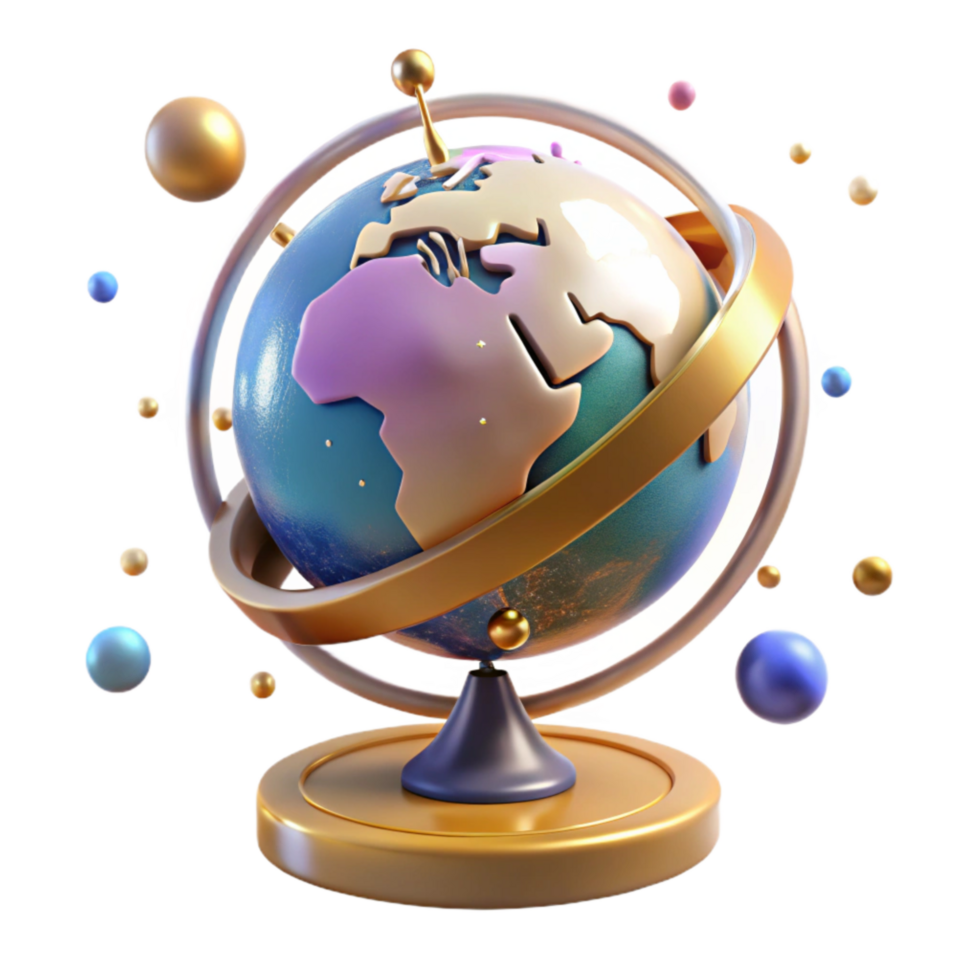 extraordinary artistic Globe Rotating on Axis Transparent Background premium png