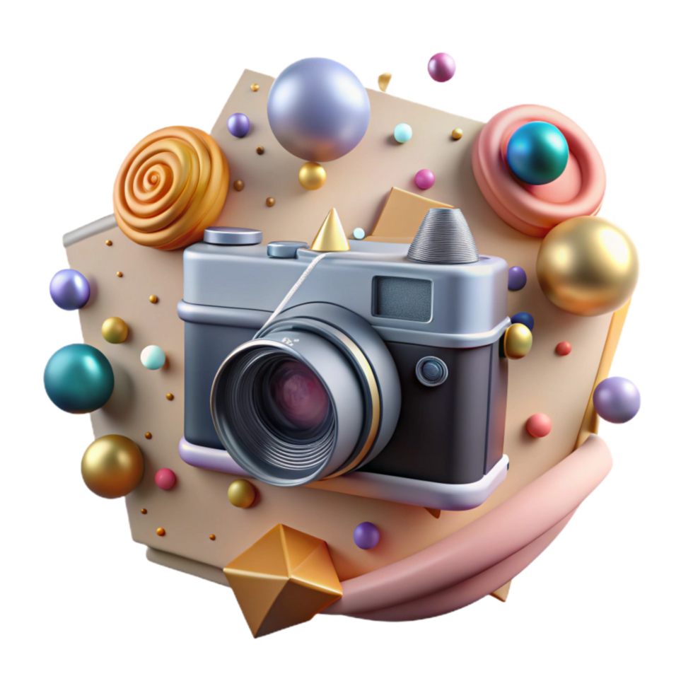 elegant abstract Classic Film Camera Cutout with Lens Cap On authentic png
