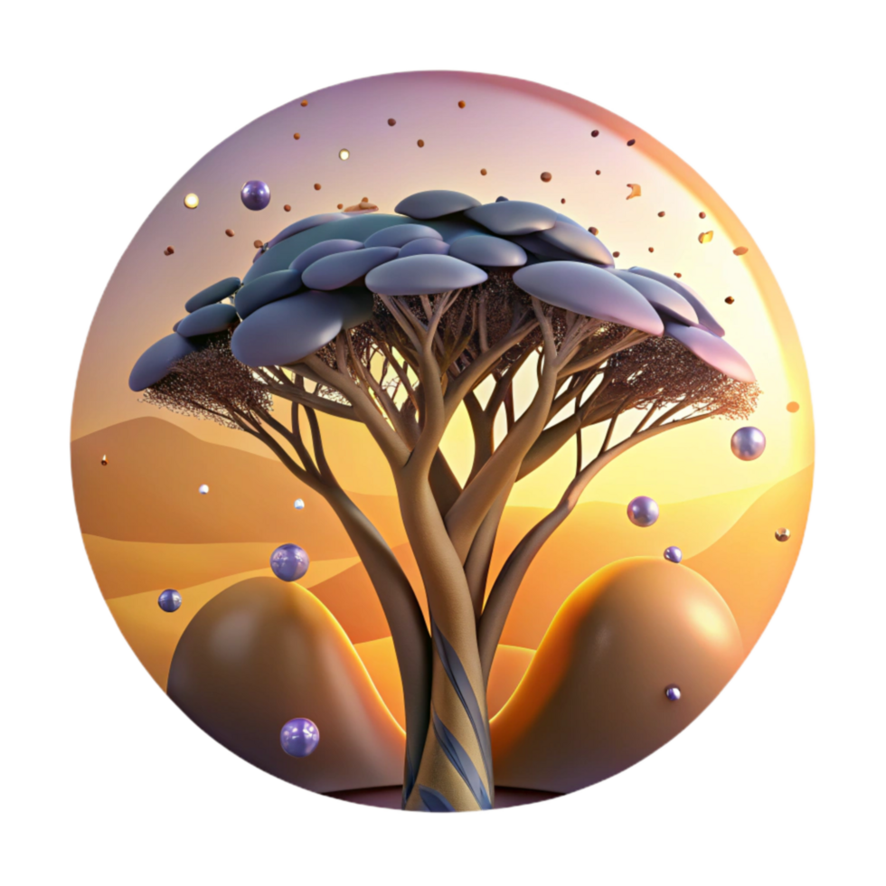 wonderful traditional African Tree Silhouette Sunset Scene Transparent professional png