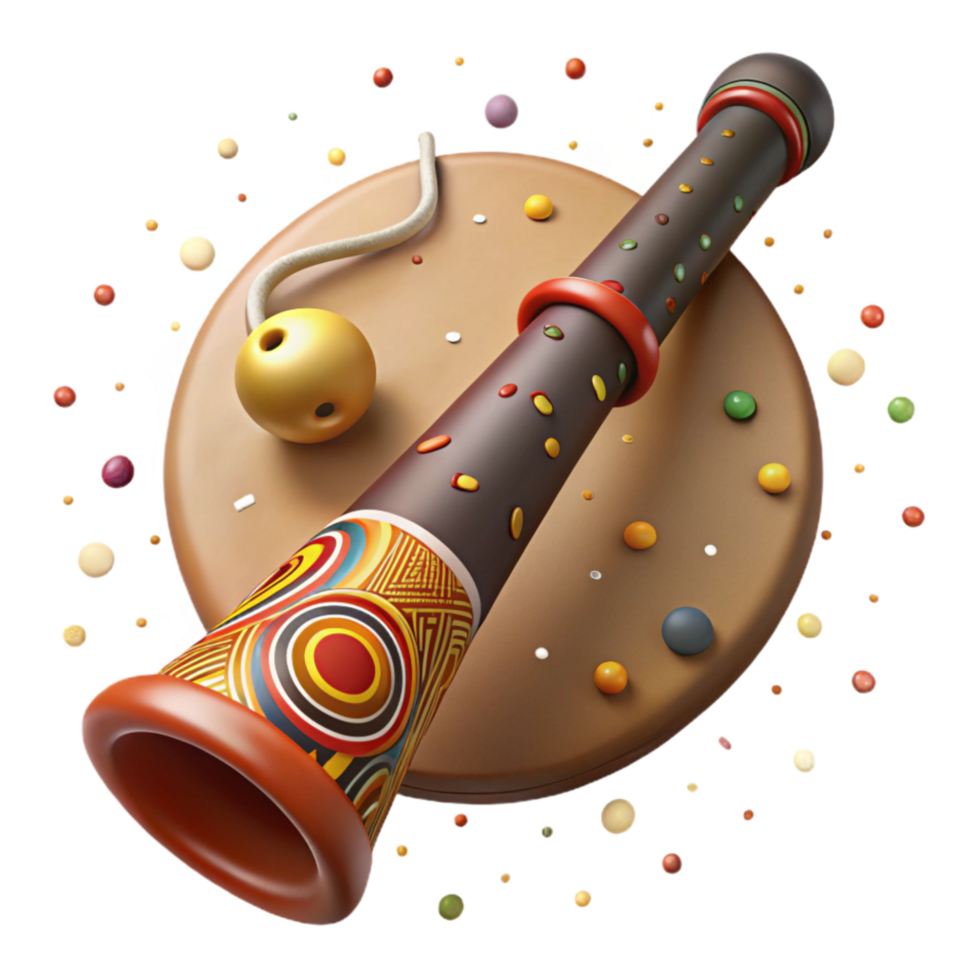 elegant classic Australian Didgeridoo Aboriginal Instrument Isolated premium png